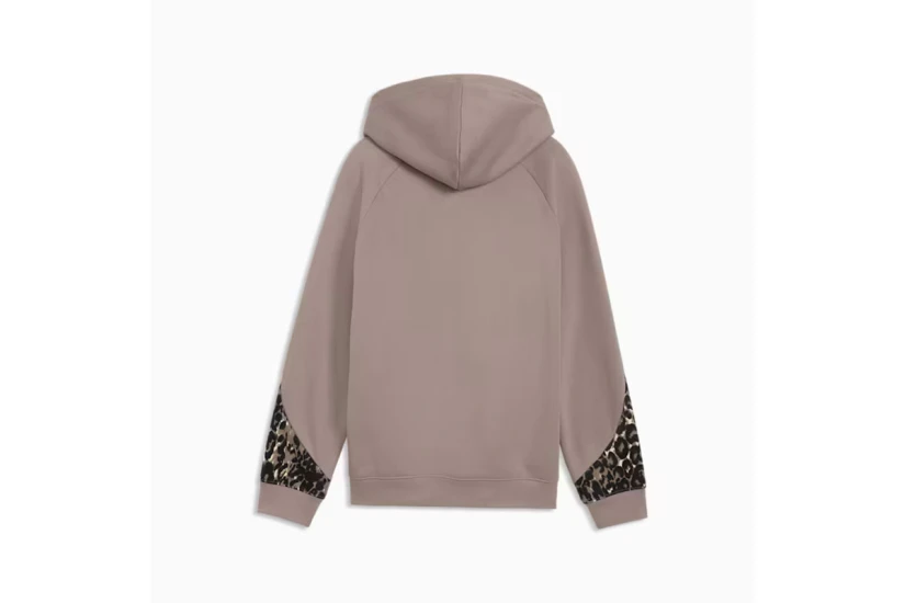 Puma Sport Animal Fleece Παιδικό Φούτερ με Κουκούλα Καφέ, Μαύρο, Εκρού