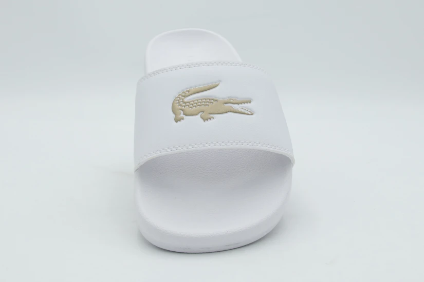 Lacoste Serve Slides Γυναικείες Παντόφλες Λευκές, Μπρονζέ
