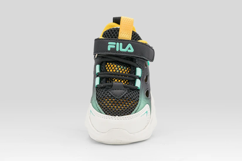 Fila Wave Memory Velcro Βρεφικά Sneakers Μαύρα, Κίτρινα, Λευκά, Τυρκουάζ