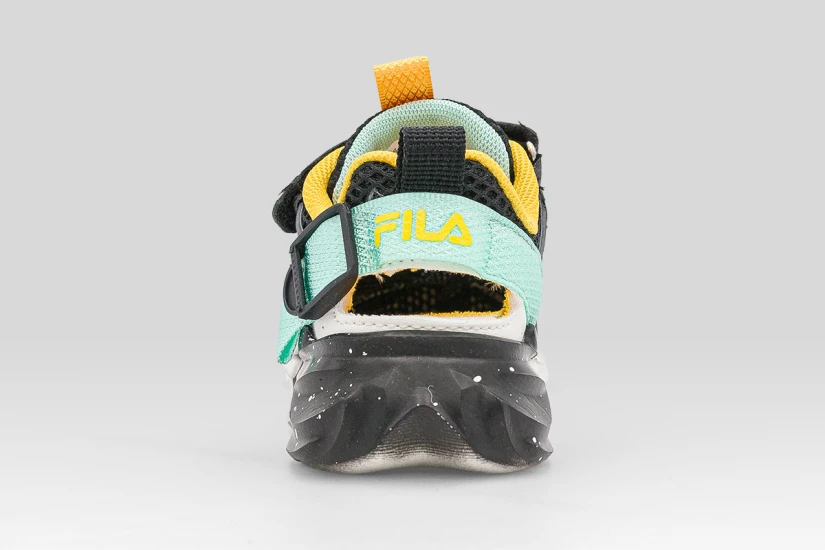 Fila Wave Memory Velcro Βρεφικά Sneakers Μαύρα, Κίτρινα, Λευκά, Τυρκουάζ