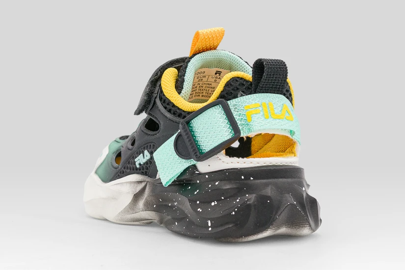 Fila Wave Memory Velcro Βρεφικά Sneakers Μαύρα, Κίτρινα, Λευκά, Τυρκουάζ