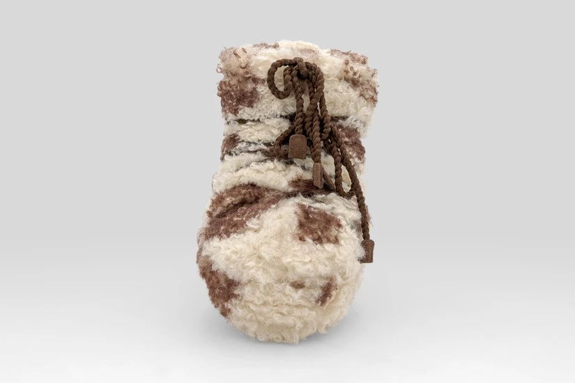 Moon Boot Icon Cow Print Low Curly Μπότες Χιονιού Καφέ, Μπεζ