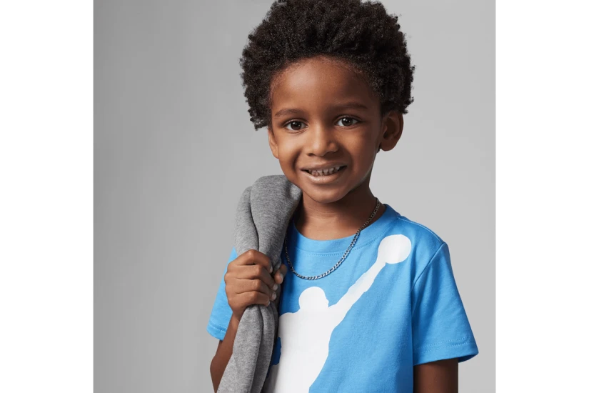 Jordan Jumbo Jumpman Παιδικό Σετ Κοντομάνικη Μπλούζα - Σορτς Γαλάζιο, Μπλε Σκούρο, Λευκό