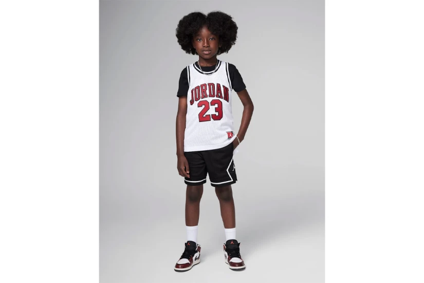 Jordan Dri-Fit Sport Diamond Παιδική Μπασκετική Βερμούδα Μαύρη, Λευκή