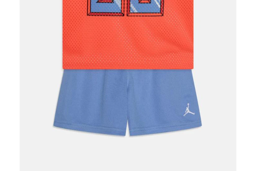 Jordan 23 Jersey Παιδικό Σετ Κοντομάνικη Μπλούζα - Σορτς Λευκό, Κοραλλί, Γαλάζιο