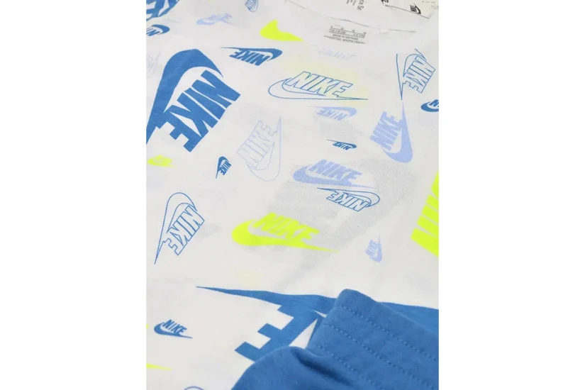 Nike Sportswear Allover Print Βρεφικό Σετ Κοντομάνικη Μπλούζα - Σορτς Λευκό, Μπλε, Κίτρινο Φλούο
