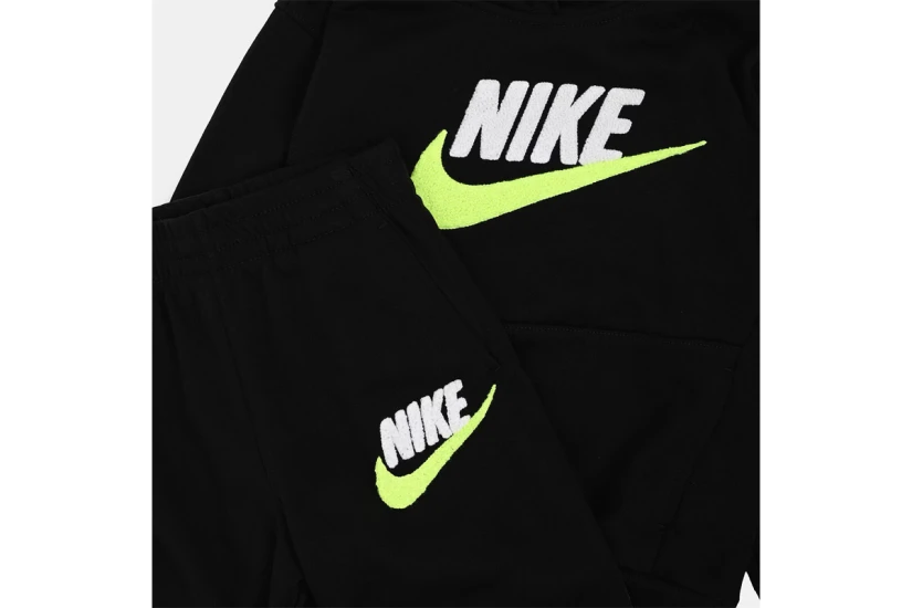 Nike Club Chenille Παιδικό Σετ Φούτερ με Κουκούλα - Παντελόνι Φόρμας Μαύρο