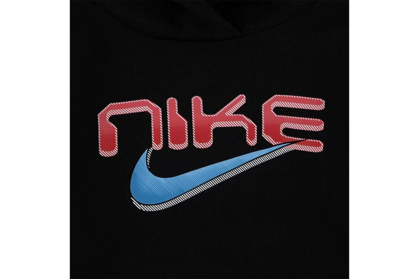 Nike Sportswear Fleece Παιδικό Σετ Φούτερ με Κουκούλα - Παντελόνι Φόρμας Μαύρο, Κόκκινο, Μπλε