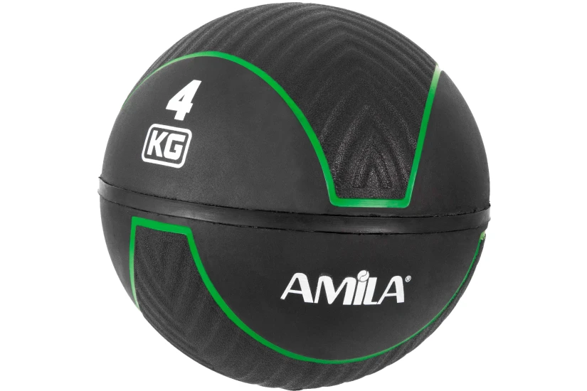 Amila Medicine Ball HQ Rubber Μπάλα Μαύρη, Πράσινη 4Kg