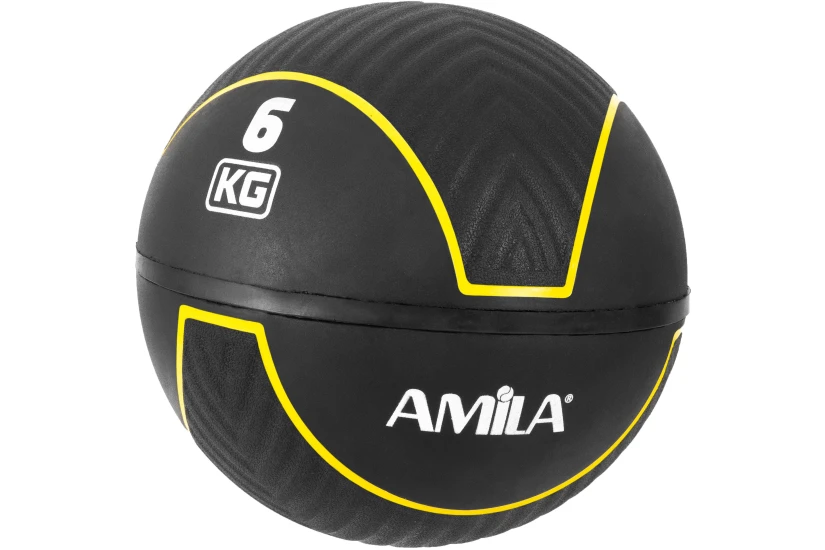 Amila Medicine HQ Rubber Μπάλα Γυμναστικής Μαύρη, Κίτρινη 6Kg