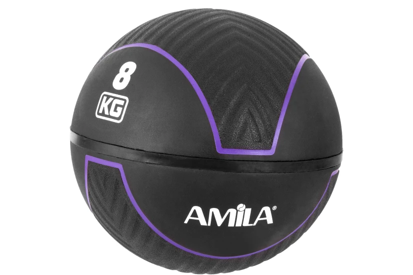 Amila Medicine HQ Rubber Μπάλα Γυμναστικής Μαύρη, Μωβ 8Kg