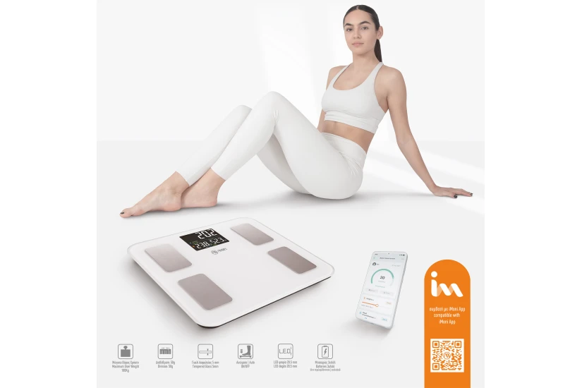 Amila FITBODY 5 Ζυγαριά Smart με Λιπομέτρηση Λευκή