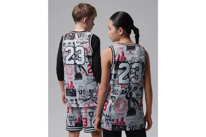 Jordan Printed 23 Jersey Παιδική Αμάνικη Μπλούζα Λευκή, Μαύρη, Κόκκινη