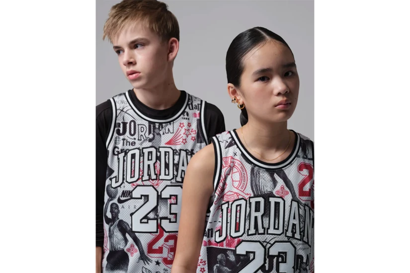 Jordan Printed 23 Jersey Παιδική Αμάνικη Μπλούζα Λευκή, Μαύρη, Κόκκινη