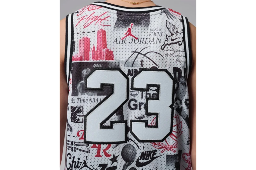 Jordan Printed 23 Jersey Παιδική Αμάνικη Μπλούζα Λευκή, Μαύρη, Κόκκινη