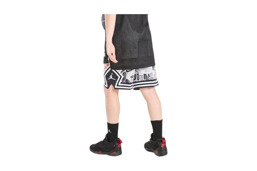 Jordan Dri-FΙΤ Printed Sport Diamond Παιδική Μπασκετική Βερμούδα Λευκή, Μαύρη, Κόκκινη