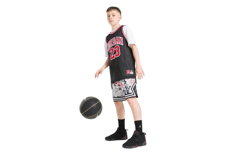 Jordan Dri-FΙΤ Printed Sport Diamond Παιδική Μπασκετική Βερμούδα Λευκή, Μαύρη, Κόκκινη