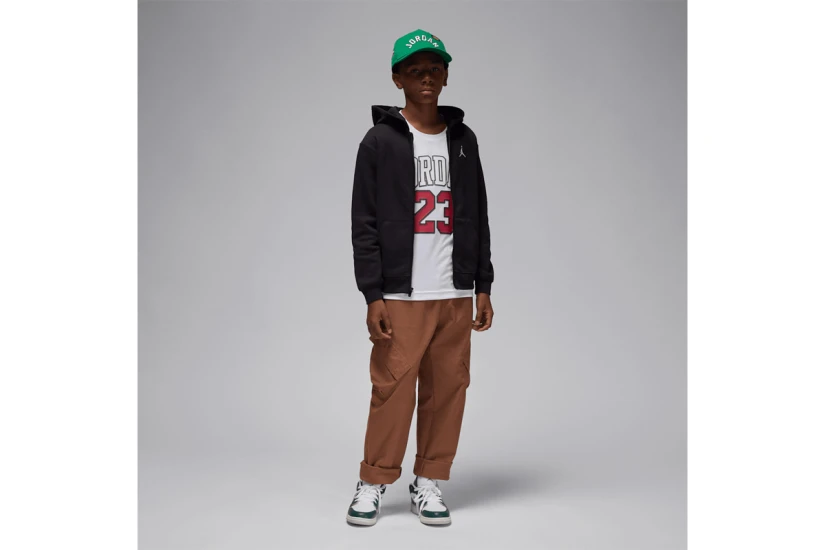 Jordan Brooklyn Fleece Παιδική Βαμβακερή Ζακέτα με Κουκούλα Μαύρη