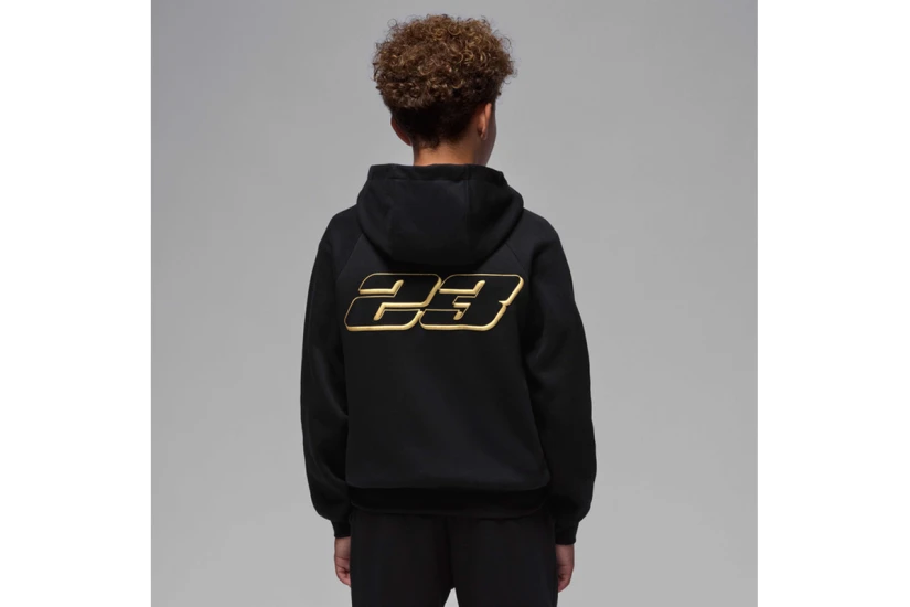 Jordan Mountainside Fleece Παιδικό Φούτερ με Κουκούλα Μαύρο, Χρυσό