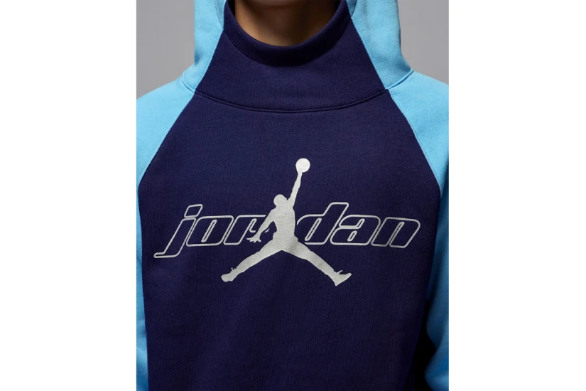 Jordan Mountainside Fleece Παιδικό Φούτερ με Κουκούλα Μπλε Σκούρο, Γαλάζιο, Ασημί