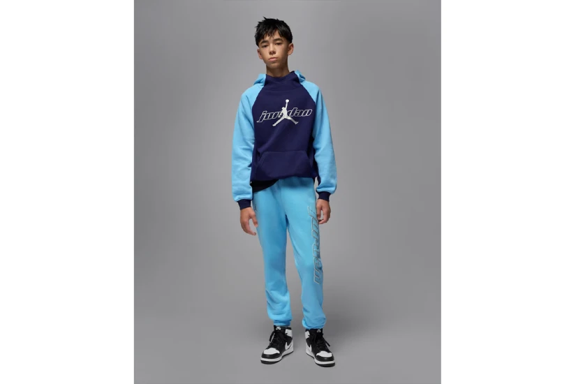 Jordan Mountainside Fleece Παιδικό Φούτερ με Κουκούλα Μπλε Σκούρο, Γαλάζιο, Ασημί