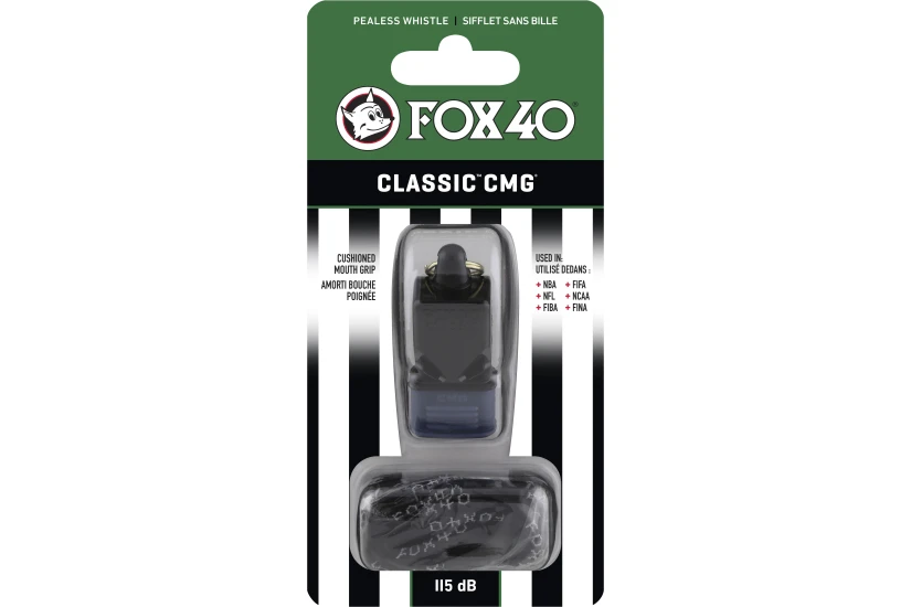 Amila Σφυρίχτρα Fox40 Classic Cmg Official Μαύρη Με Κορδόνι (96010008)