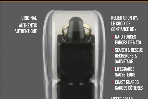 Amila Σφυρίχτρα Fox40 Classic Safety Μαύρη Με Κορδόνι (99030008)