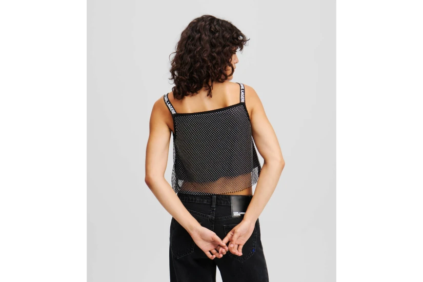 Karl Lagerfeld Chainmail Γυναικεία Cropped Αμάνικη Μπλούζα