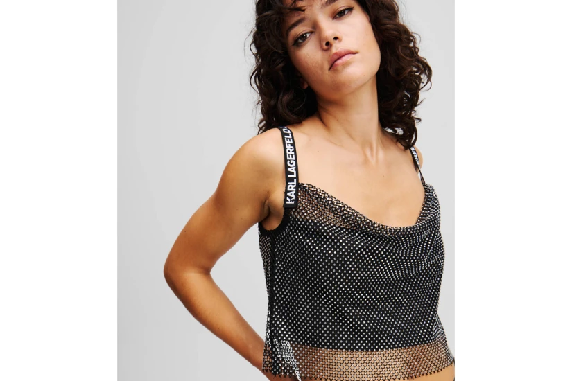 Karl Lagerfeld Chainmail Γυναικεία Cropped Αμάνικη Μπλούζα