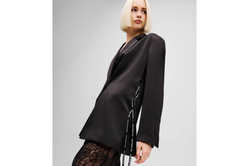 Karl Lagerfeld Satin Tied Blazer Μαύρο