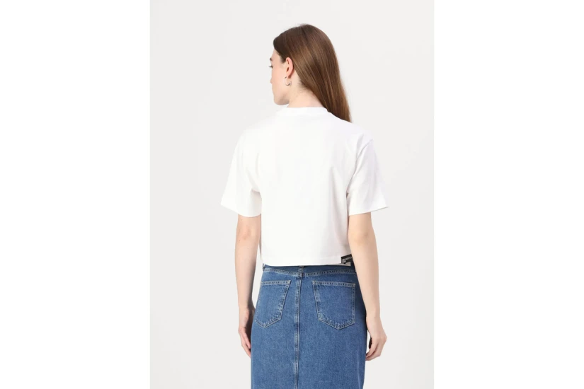Karl Lagerfeld Glitched Γυναικείο Boxy Κοντομάνικο T-Shirt Λευκό