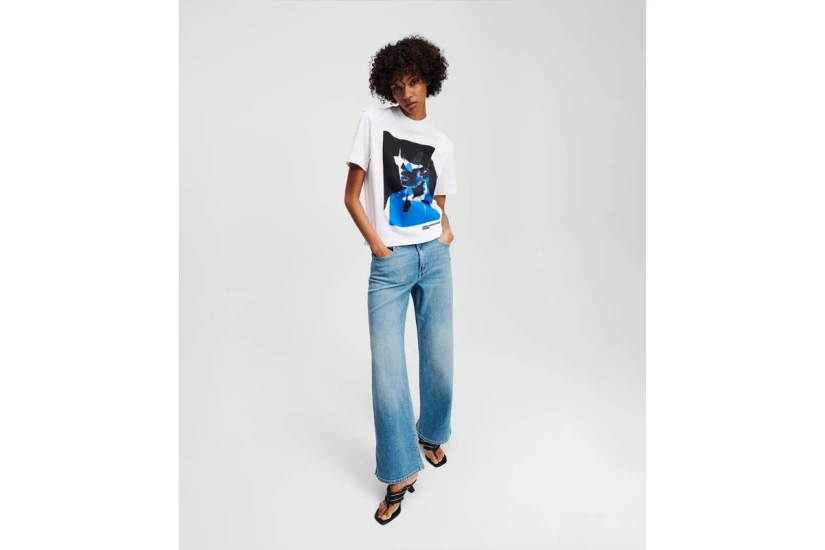 Karl Lagerfeld Γυναικείο Κοντομάνικο T-Shirt Λευκό, Μπλε, Μαύρο