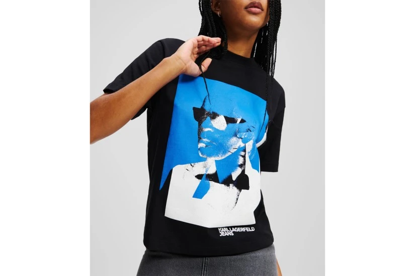 Karl Lagerfeld Γυναικείο Κοντομάνικο T-Shirt Μαύρο, Μπλε, Λευκό