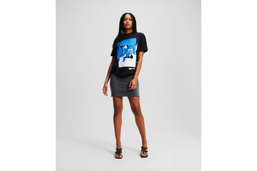 Karl Lagerfeld Γυναικείο Κοντομάνικο T-Shirt Μαύρο, Μπλε, Λευκό