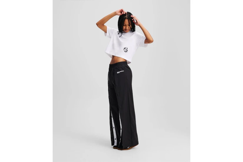 Karl Lagerfeld Cropped Monogram Γυναικείο Κοντομάνικο T-Shirt Λευκό