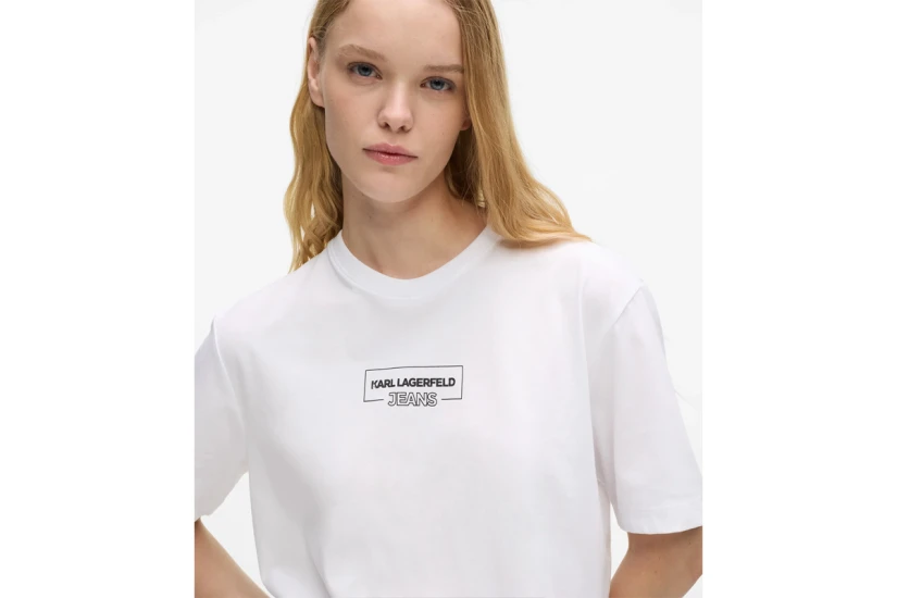 Karl Lagerfeld Outline Logo Γυναικείο Κοντομάνικο T-Shirt Λευκό