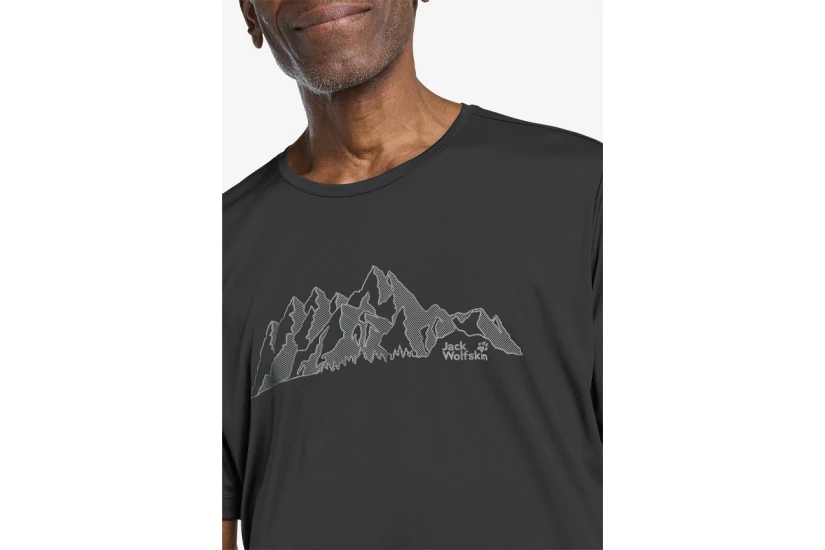 Jack Wolfskin Peak Graphic Ανδρικό Κοντομάνικο T-Shirt Μαύρο
