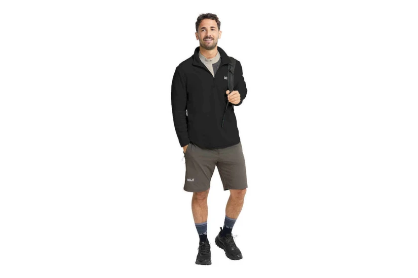 Jack Wolfskin Taunus 100 Warm Fleece Ανδρική Μακρυμάνικη Μπλούζα με Φερμουάρ Μαύρη