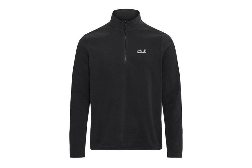 Jack Wolfskin Taunus 100 Warm Fleece Ανδρική Μακρυμάνικη Μπλούζα με Φερμουάρ Μαύρη