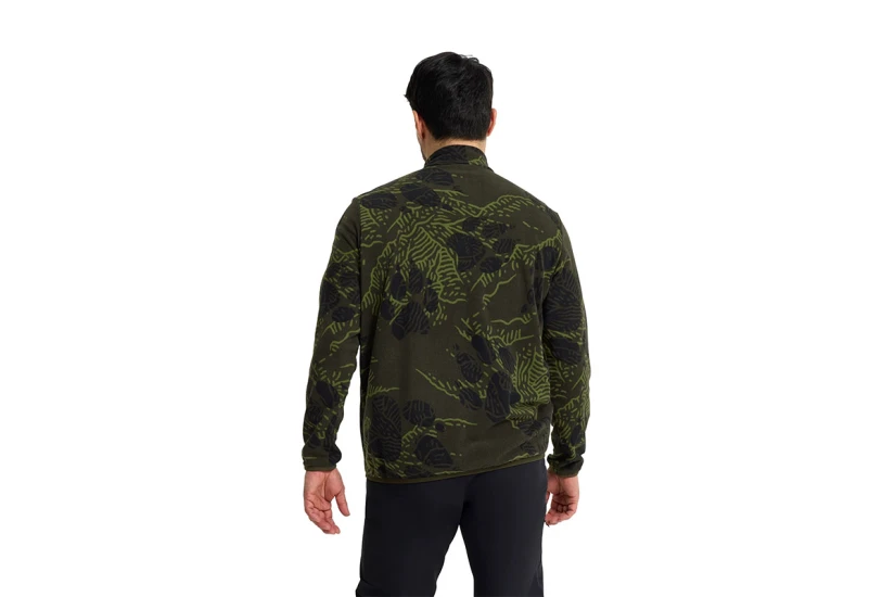 Jack Wolfskin Paw Era 100 Print Warm Fleece Ανδρική Μακρυμάνικη Μπλούζα με Φερμουάρ Χακί, Λαδί, Μαύρα