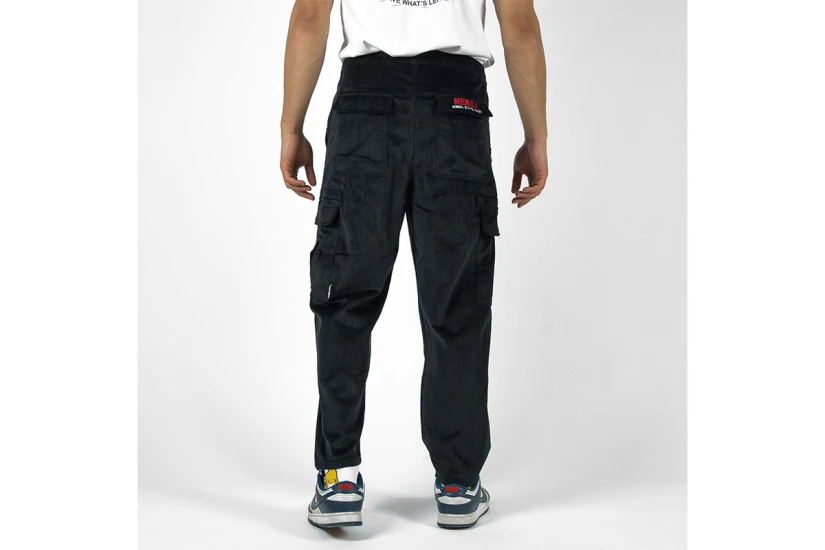 Bee Unusual Baggy Corduroy Ανδρικό Παντελόνι Cargo Μαύρο