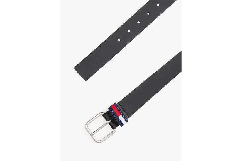 Tommy Jeans Ryan Logo Keeper Leather Ανδρική Casual Ζώνη Μαύρη