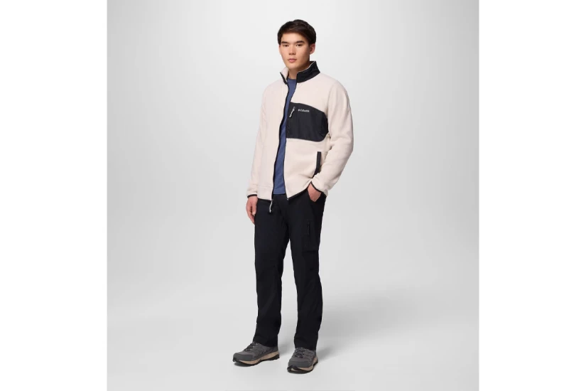 Columbia Fast Trek Overlay Ανδρική Ζακέτα Fleece Εκρού, Μαύρη