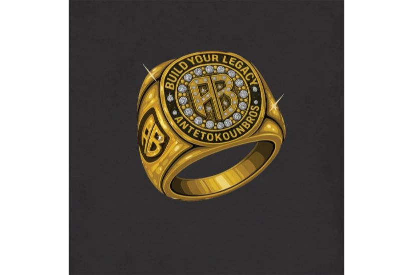 AntetokounBros Championship Ring Ανδρικό Κοντομάνικο T-Shirt Μαύρο, Χρυσό