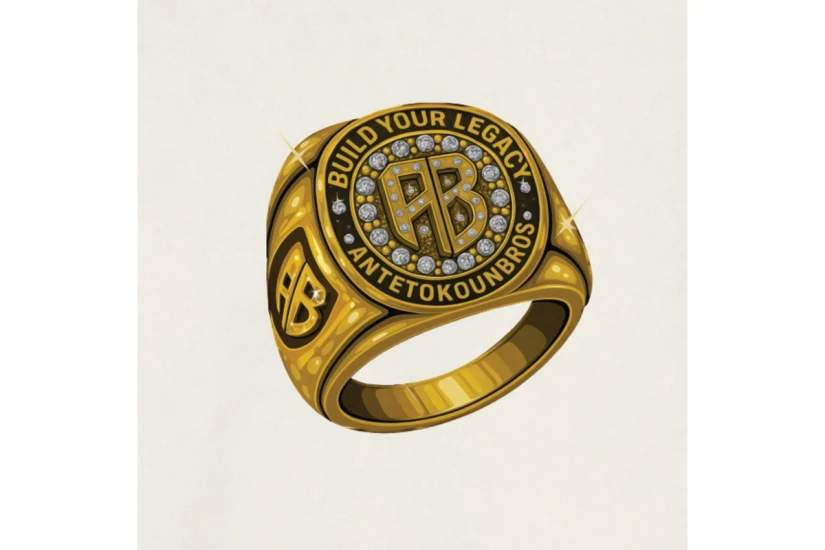 AntetokounBros Championship Ring Ανδρικό Κοντομάνικο T-Shirt Εκρού, Χρυσό