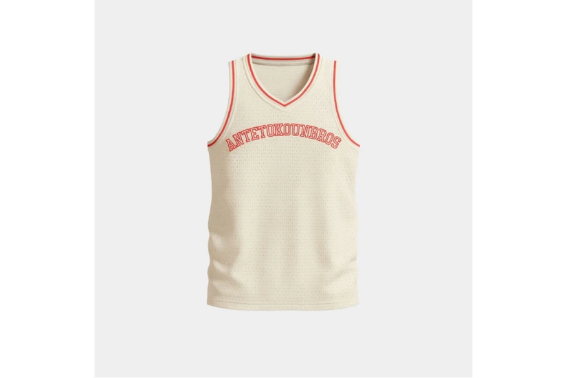 AntetokounBros Unique Jersey Ανδρική Αμάνικη Μπλούζα Λευκή, Κόκκινη