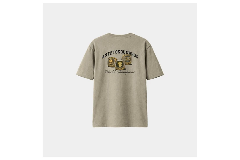 AntetokounBros 3 Rings Ανδρικό Κοντομάνικο T-Shirt Ζαχαρί, Χρυσό, Μαύρο
