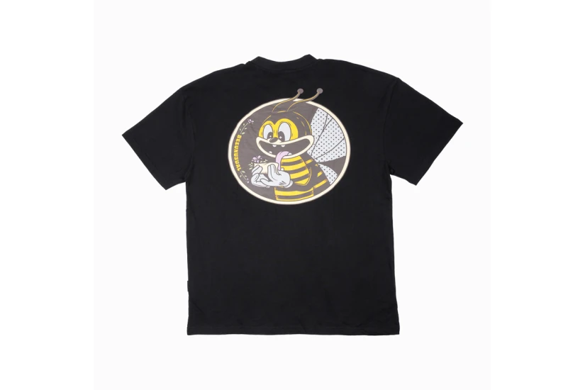 Bee Unusual High Flowers Ανδρικό Κοντομάνικο T-Shirt Μαύρο