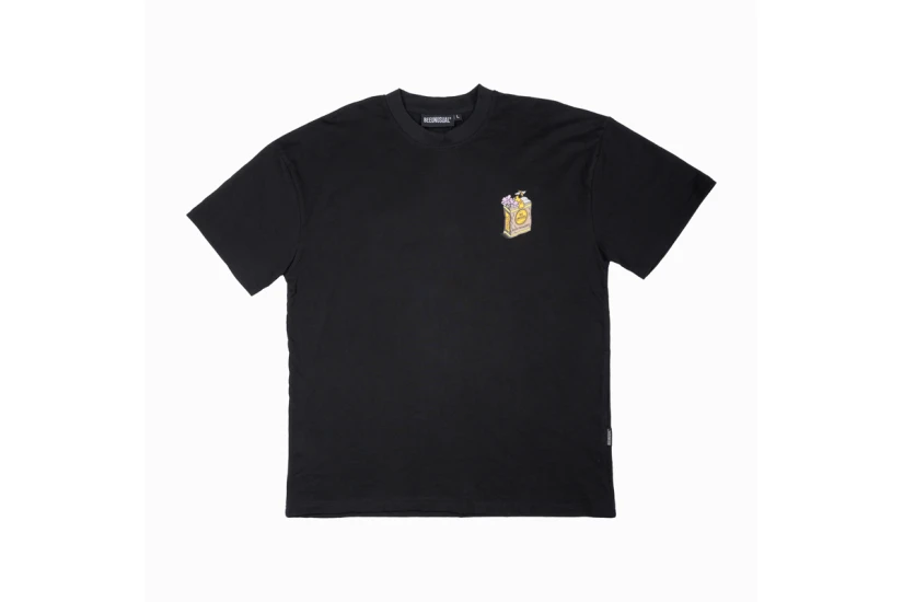 Bee Unusual High Flowers Ανδρικό Κοντομάνικο T-Shirt Μαύρο