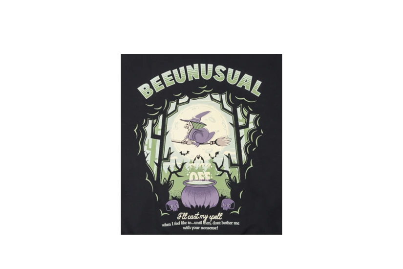 Bee Unusual Chill Witch Ανδρικό Φούτερ με Κουκούλα Μαύρο